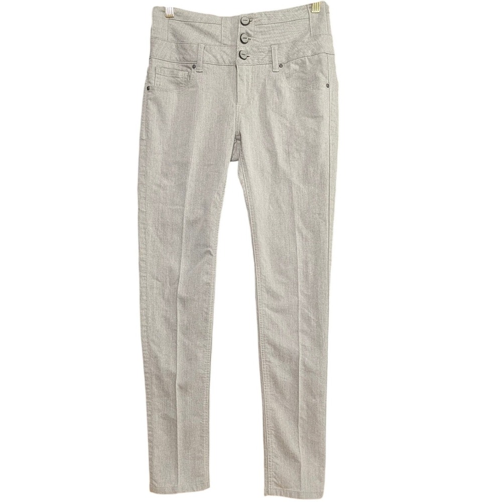 Wax Jeans Skinny Light Gray Triple Logo Button Stretch Denim Junior Size 9